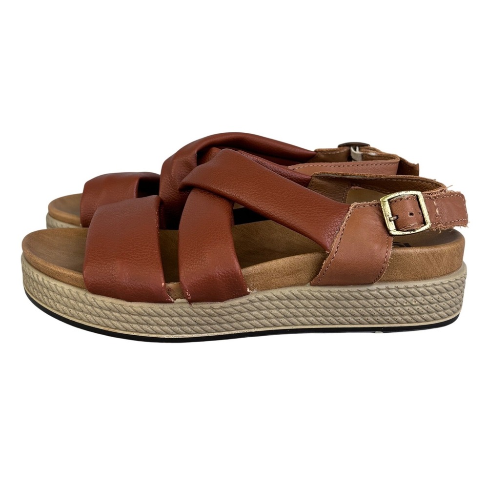 Igi&Co Brown Leather Platform Slingback Sandals Made in Italy Womens Size 37